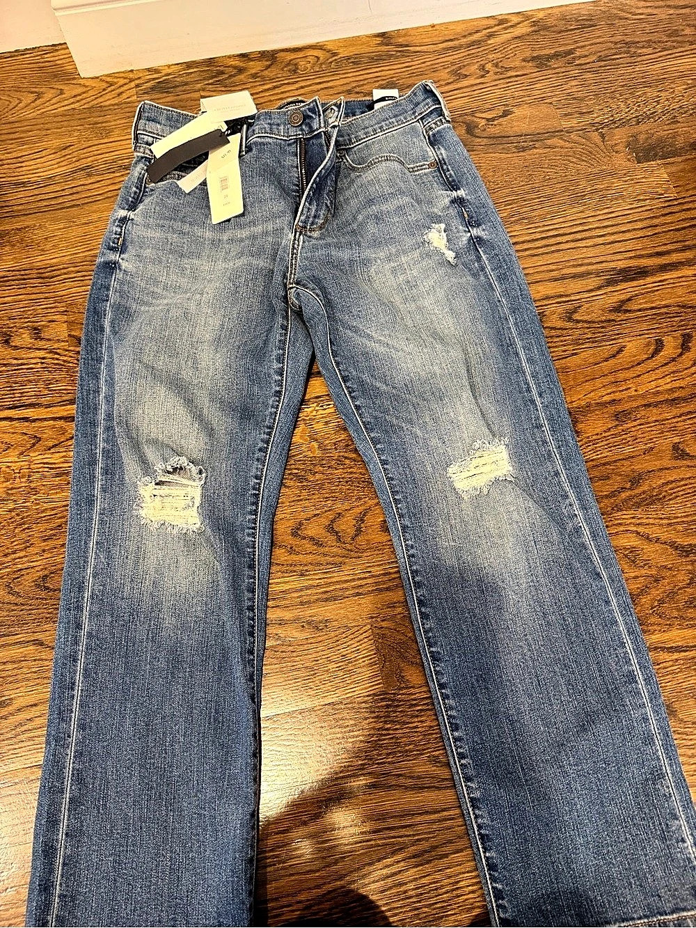 MOTHER Straight Leg Distressed Jeans in Blue Waist 29 NWT